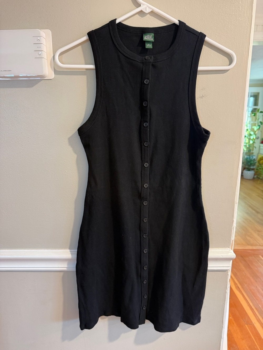 wild fable Black Ribbed Button-Front Tank Dress